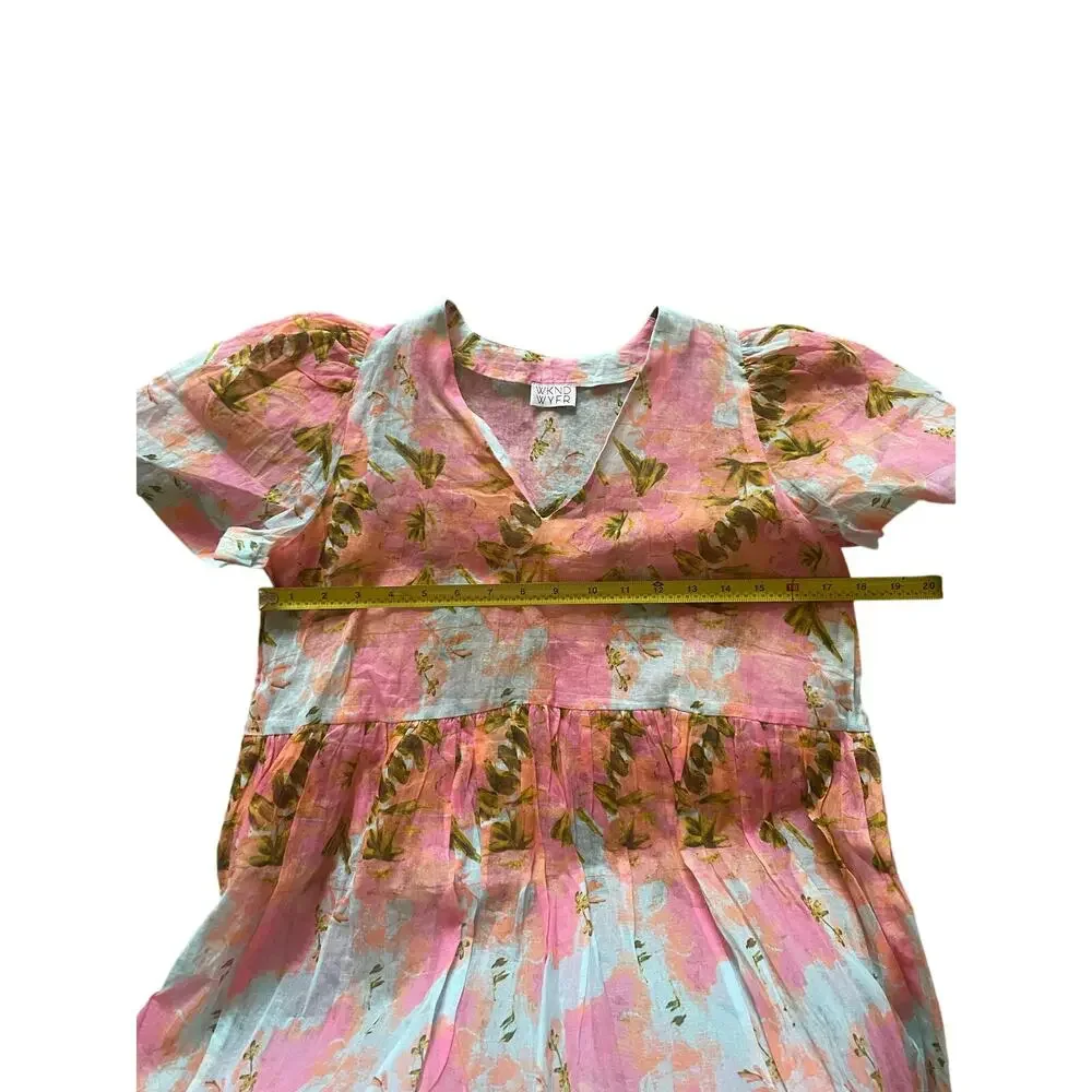Womens Sheer Floral Watercolor Coverup Mini Dress Size Small Beach Vacation